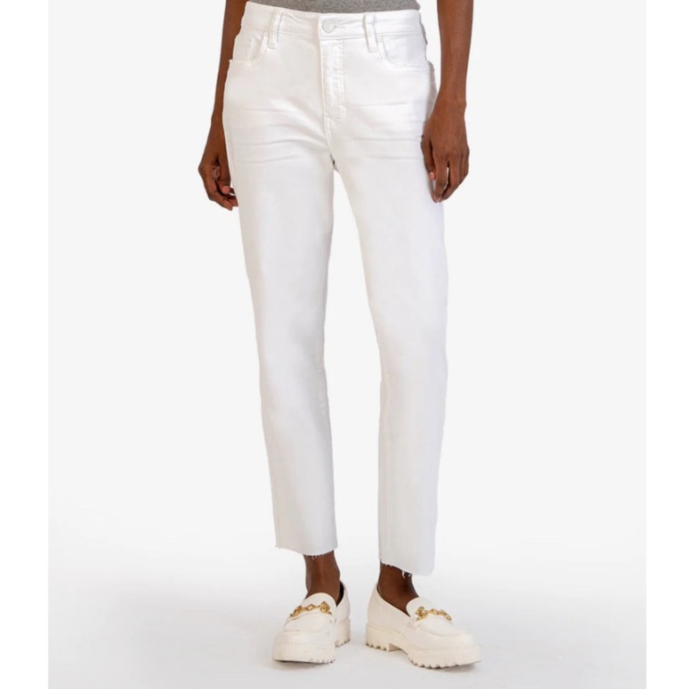 Kut from the Kloth White Reese fab ab ankle straight leg high-rise size 2